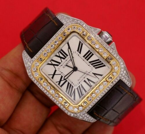 cartier watch mens iced out