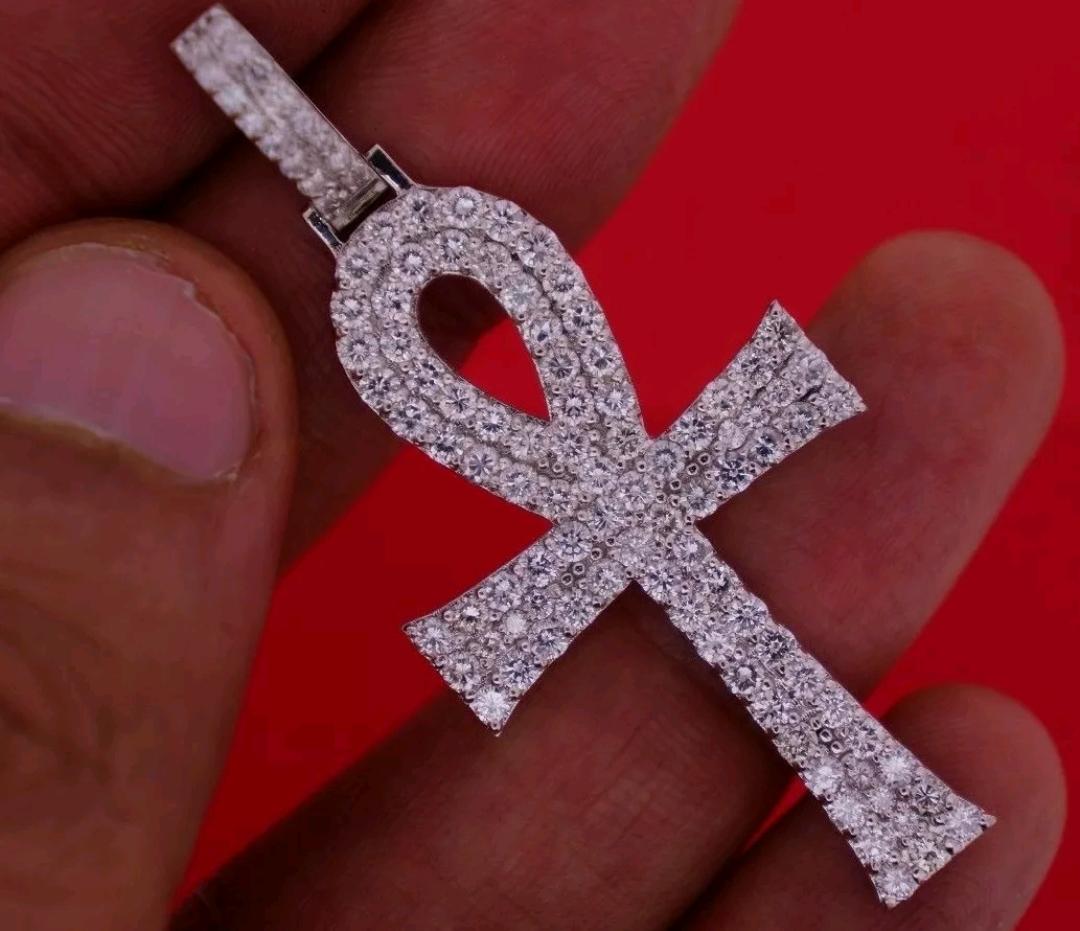 3.50 Ct Diamond Ankh Cross Pendant 14k White Gold At Best Price Direct