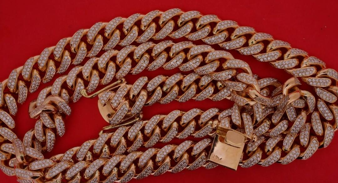 700 Grams 10k Rose Gold 45 ct DiamondS 16mm Miami Cuban Link Chain