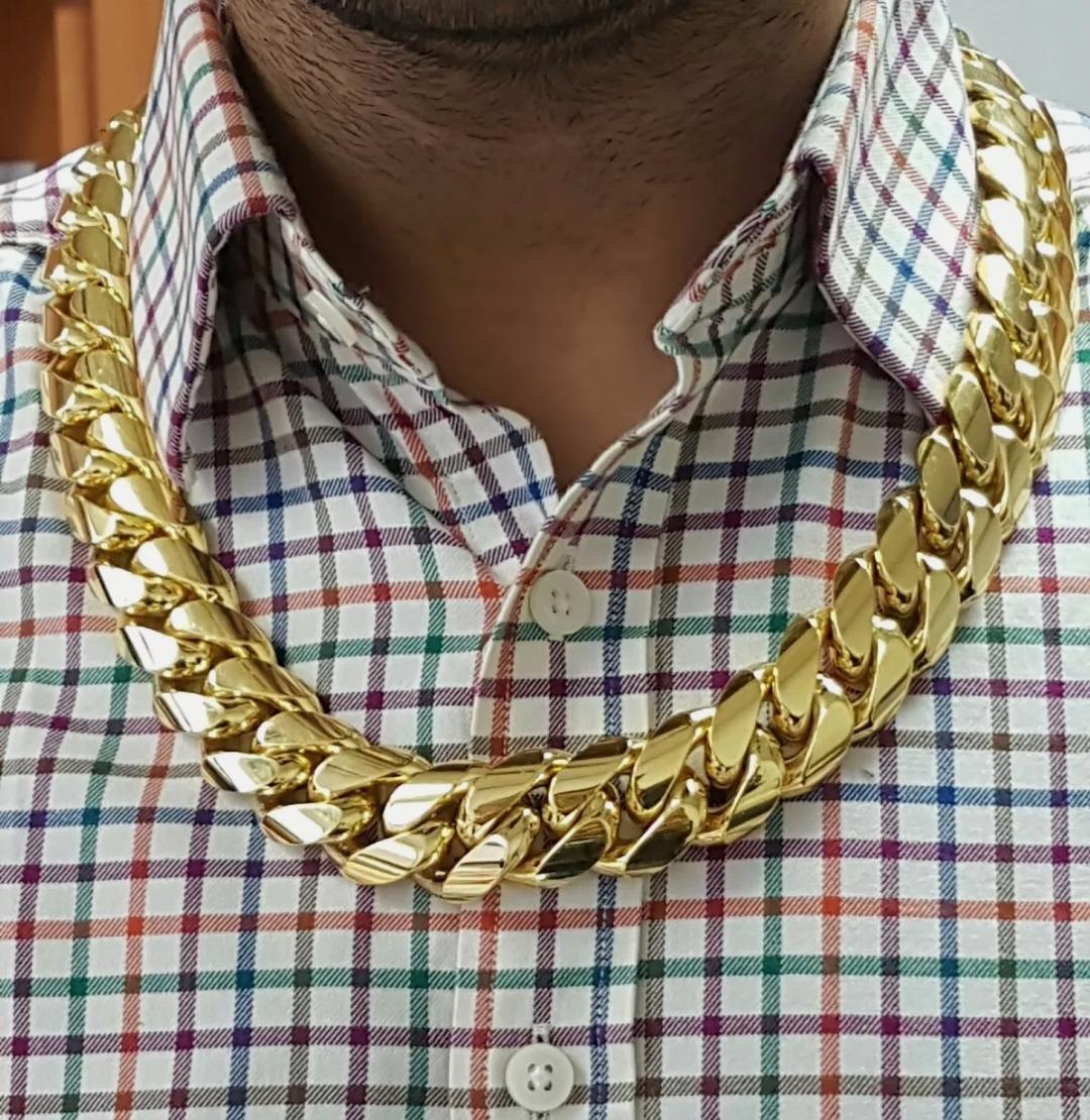 1 Kilo 10k Solid Gold Miami Cuban Link Chain Necklace 24mm 25 inch